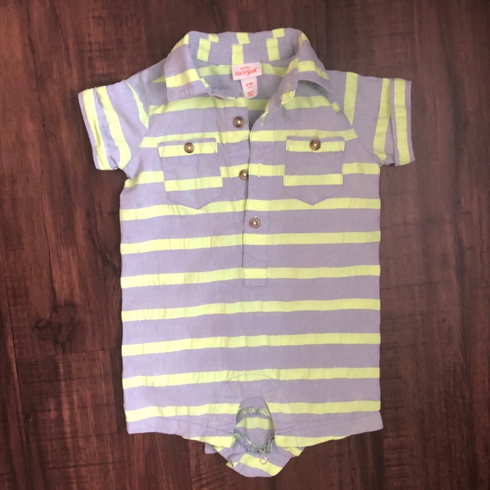 6-9M Cat & Jack Neon Striped  onesie